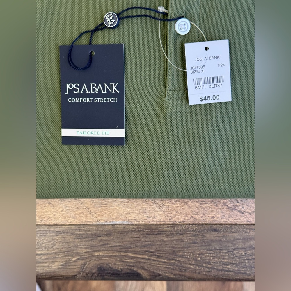 Jos.A.Bank tailored fit pique polo shirt, size XL, army green color NWT - Picture 9 of 9